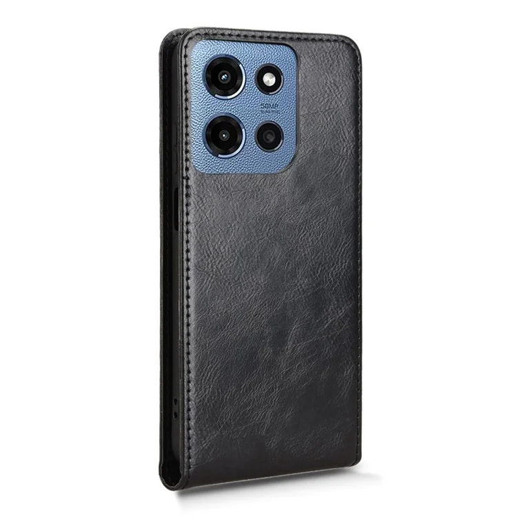 Pour Motorola Moto G Play (2025) 5G / G Power (2025) Étui avec Porte-Carte Rabat Vertical Magnétique en Cuir - Noir