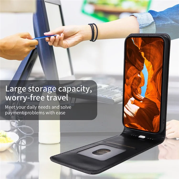 Pour Motorola Moto G Play (2025) 5G / G Power (2025) Étui avec Porte-Carte Rabat Vertical Magnétique en Cuir - Noir