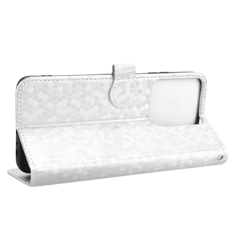 For Motorola Moto G 5G (2025) Wallet Case Dot Pattern Imprint PU Leather Phone Cover - Silver