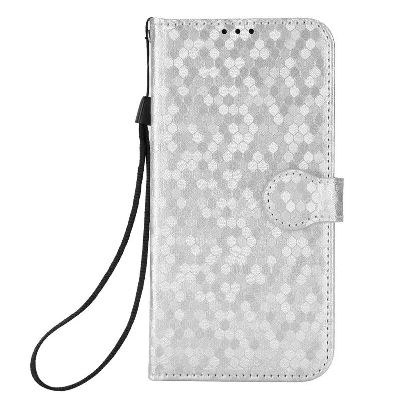 For Motorola Moto G 5G (2025) Wallet Case Dot Pattern Imprint PU Leather Phone Cover - Silver