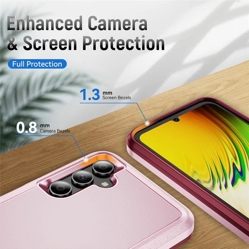 For Samsung Galaxy A05s 4G Case PC + TPU Military Grade Drop Protective Phone Cover - Pink + Rose