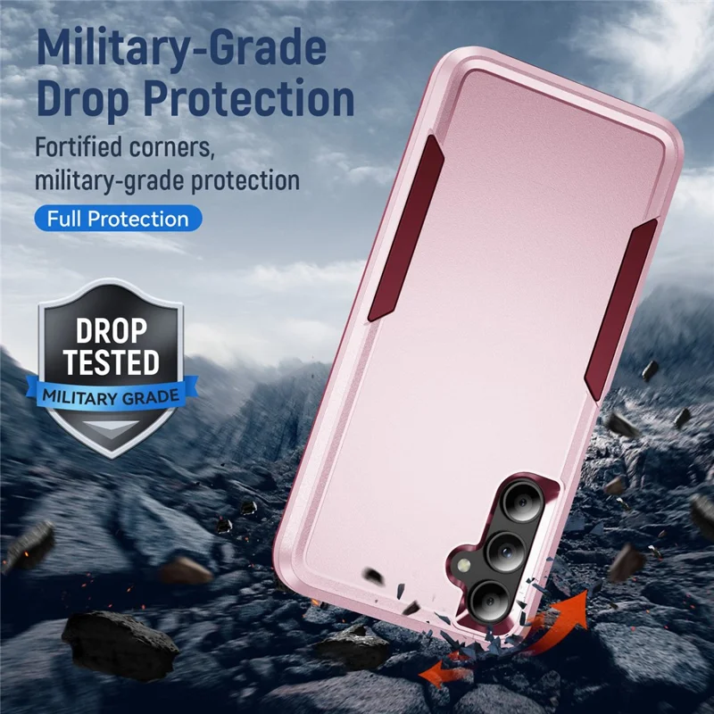 For Samsung Galaxy A05s 4G Case PC + TPU Military Grade Drop Protective Phone Cover - Pink + Rose