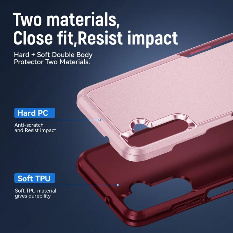 For Samsung Galaxy A05s 4G Case PC + TPU Military Grade Drop Protective Phone Cover - Pink + Rose