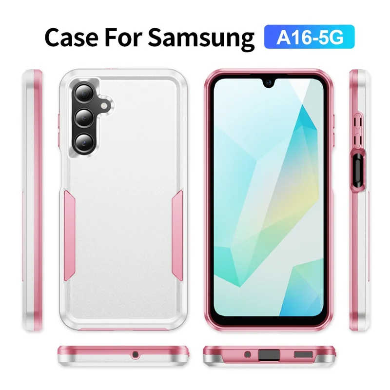 For Samsung Galaxy A16 4G / 5G Case PC + TPU Military Grade Drop Protective Phone Cover - White + Pink