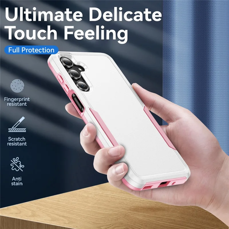 For Samsung Galaxy A16 4G / 5G Case PC + TPU Military Grade Drop Protective Phone Cover - White + Pink