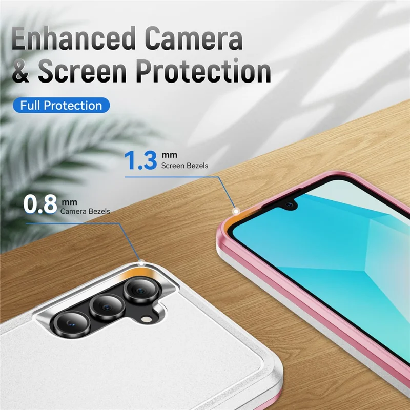 For Samsung Galaxy A16 4G / 5G Case PC + TPU Military Grade Drop Protective Phone Cover - White + Pink