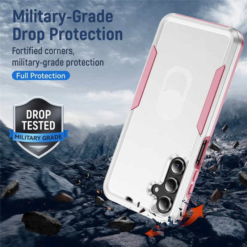 For Samsung Galaxy A16 4G / 5G Case PC + TPU Military Grade Drop Protective Phone Cover - White + Pink