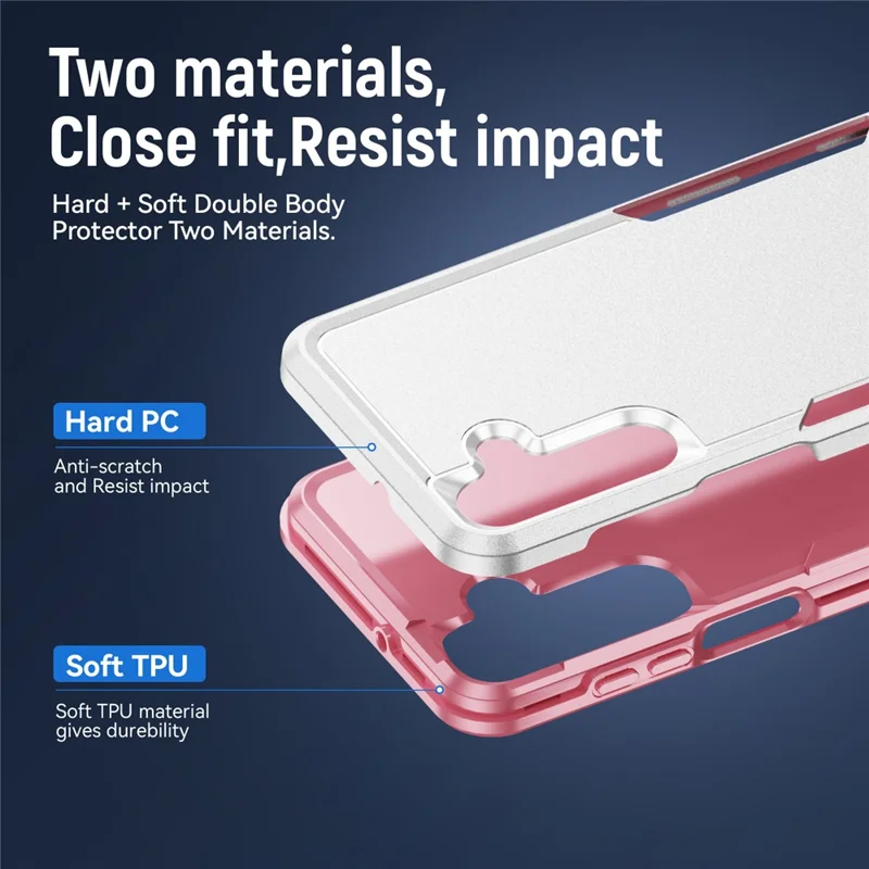 For Samsung Galaxy A16 4G / 5G Case PC + TPU Military Grade Drop Protective Phone Cover - White + Pink