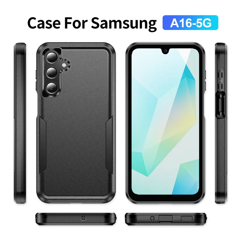 For Samsung Galaxy A16 4G / 5G Case PC + TPU Military Grade Drop Protective Phone Cover - Black