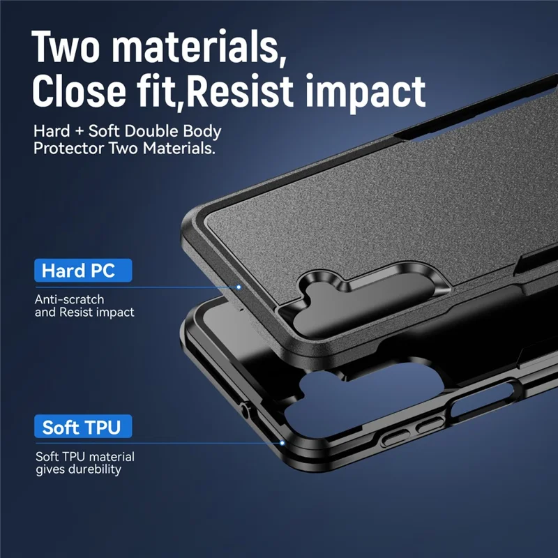 For Samsung Galaxy A16 4G / 5G Case PC + TPU Military Grade Drop Protective Phone Cover - Black
