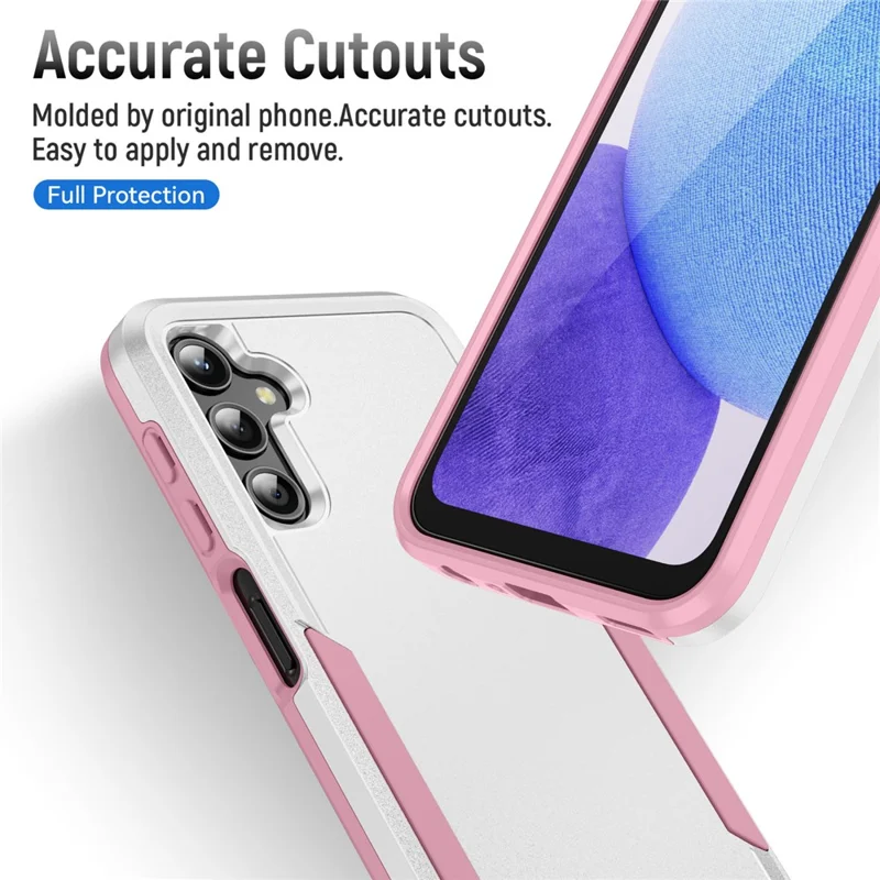 Cover per Samsung Galaxy A25 5G (Globale) (161,0 x 76,5 x 8,3 mm) Custodia PC+TPU Antiurto Militare per Smartphone - Bianco+Rosa