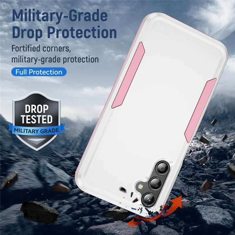 Cover per Samsung Galaxy A25 5G (Globale) (161,0 x 76,5 x 8,3 mm) Custodia PC+TPU Antiurto Militare per Smartphone - Bianco+Rosa