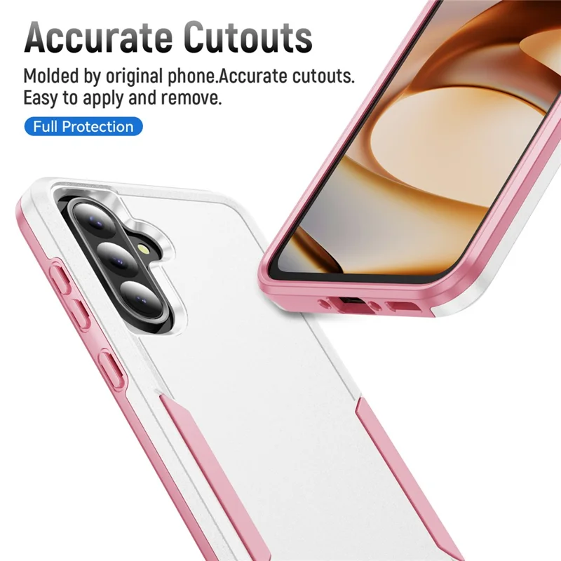 For Samsung Galaxy A36 5G Case PC + TPU Military Grade Drop Protective Phone Cover - White + Pink