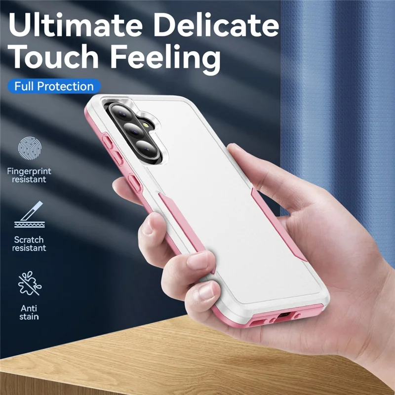 For Samsung Galaxy A36 5G Case PC + TPU Military Grade Drop Protective Phone Cover - White + Pink