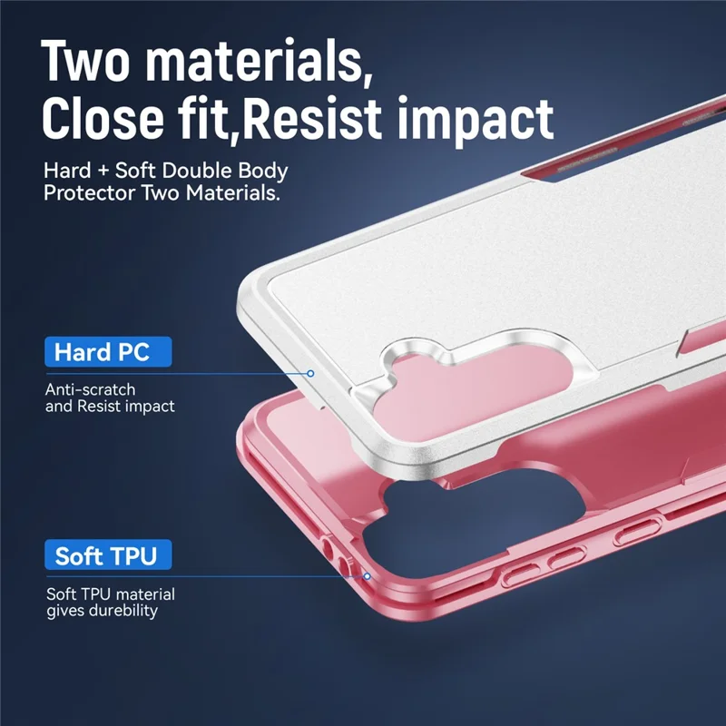 For Samsung Galaxy A36 5G Case PC + TPU Military Grade Drop Protective Phone Cover - White + Pink