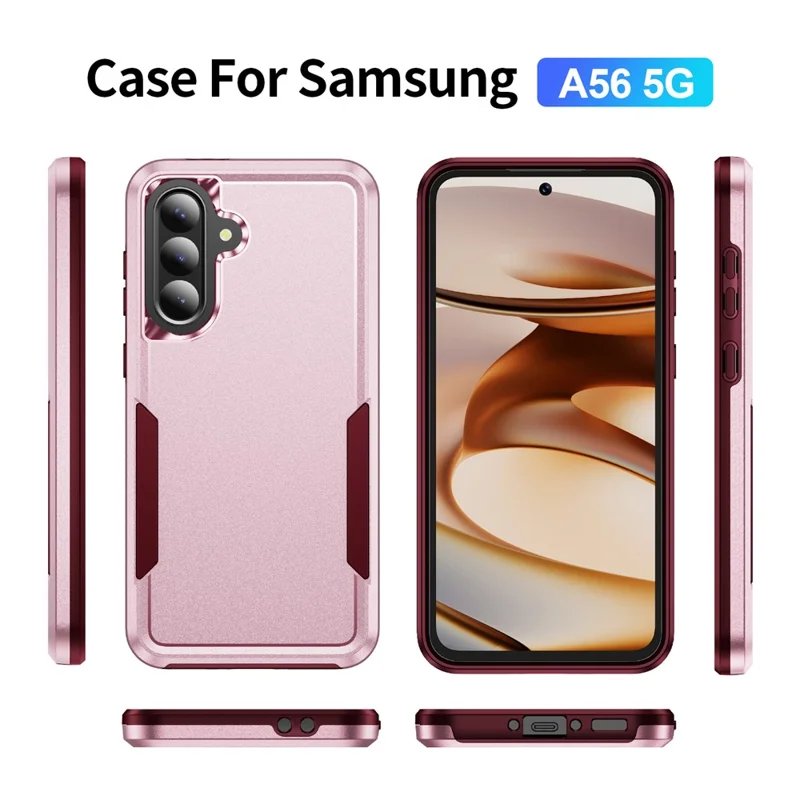 For Samsung Galaxy A56 5G Case PC + TPU Military Grade Drop Protective Phone Cover - Pink + Rose