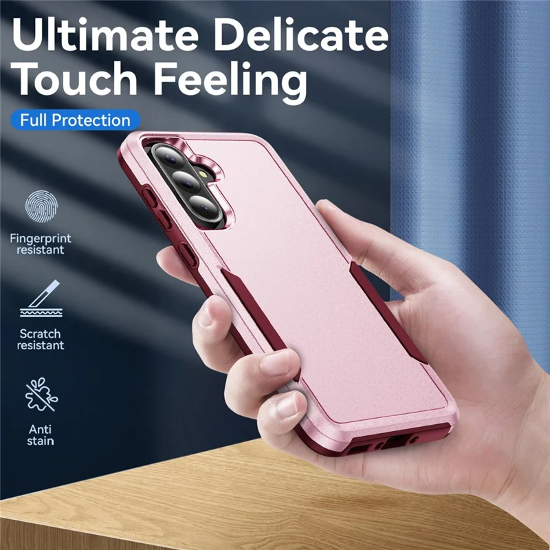For Samsung Galaxy A56 5G Case PC + TPU Military Grade Drop Protective Phone Cover - Pink + Rose