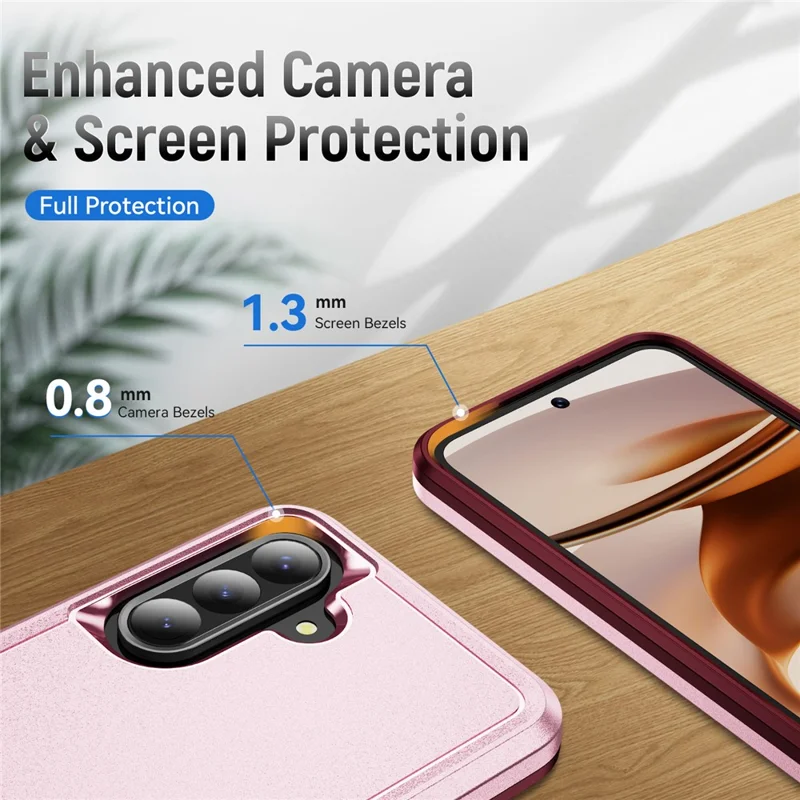 For Samsung Galaxy A56 5G Case PC + TPU Military Grade Drop Protective Phone Cover - Pink + Rose
