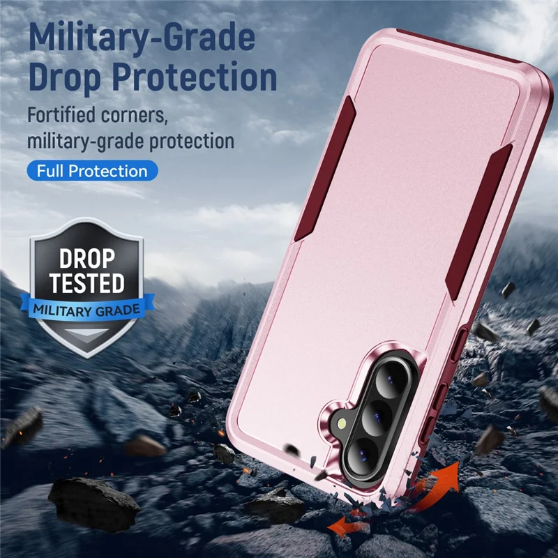 For Samsung Galaxy A56 5G Case PC + TPU Military Grade Drop Protective Phone Cover - Pink + Rose