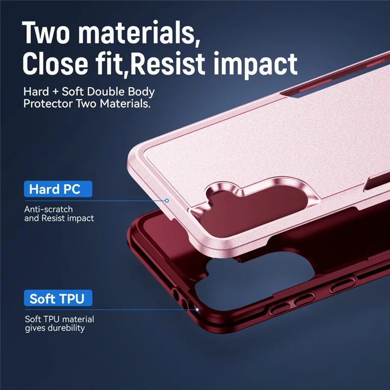 For Samsung Galaxy A56 5G Case PC + TPU Military Grade Drop Protective Phone Cover - Pink + Rose