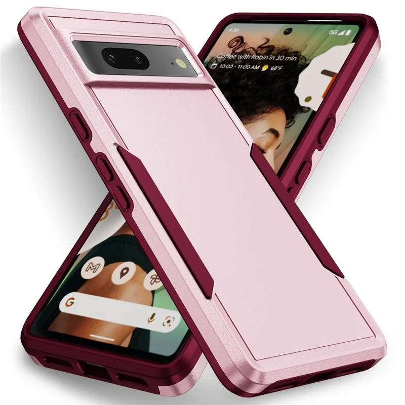 Étui Google Pixel 7 5G Antichoc PC+TPU de Grade Militaire - Rose+Doré