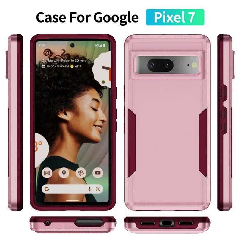 Étui Google Pixel 7 5G Antichoc PC+TPU de Grade Militaire - Rose+Doré