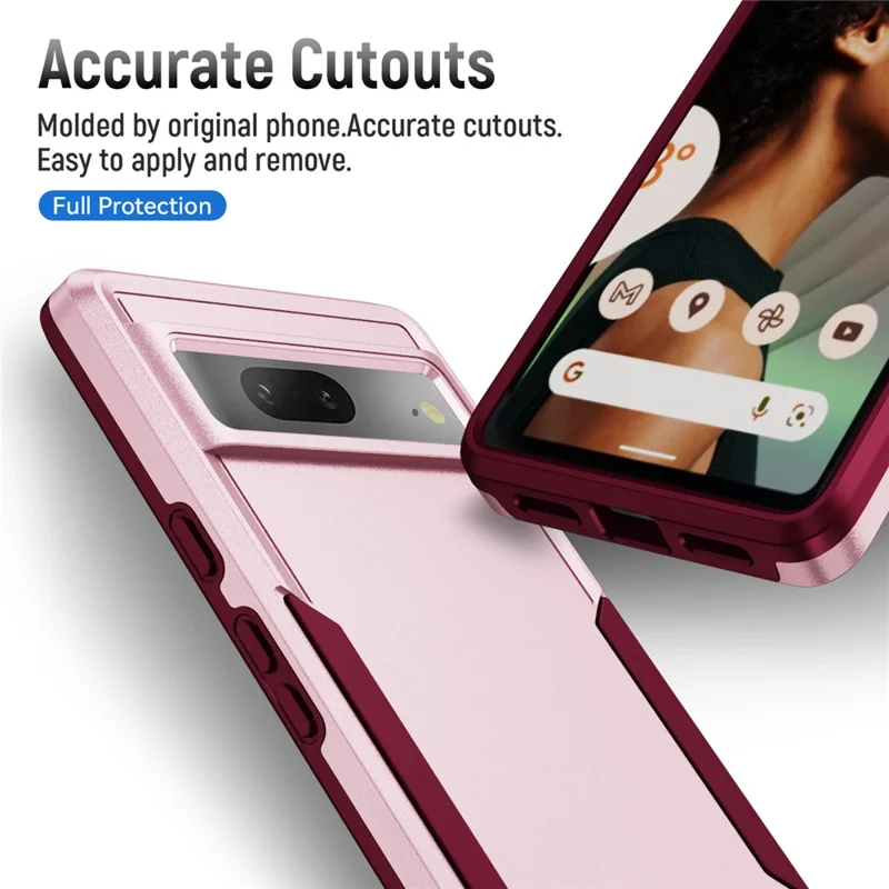 Étui Google Pixel 7 5G Antichoc PC+TPU de Grade Militaire - Rose+Doré