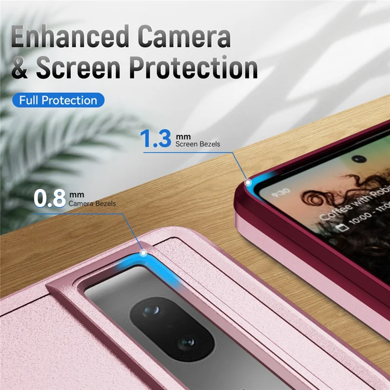 Étui Google Pixel 7 5G Antichoc PC+TPU de Grade Militaire - Rose+Doré