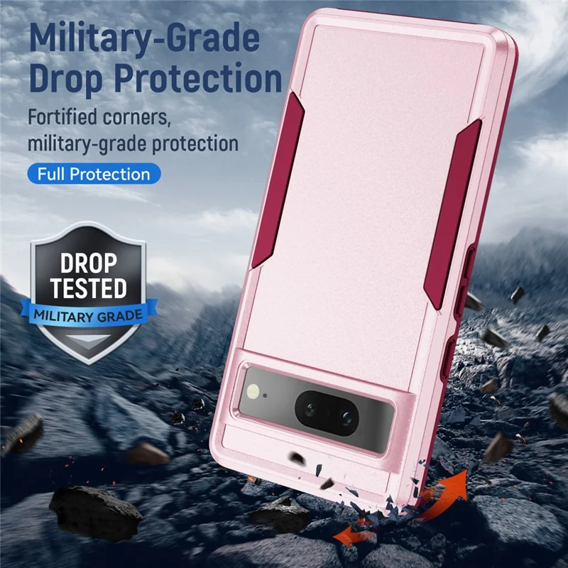 Étui Google Pixel 7 5G Antichoc PC+TPU de Grade Militaire - Rose+Doré