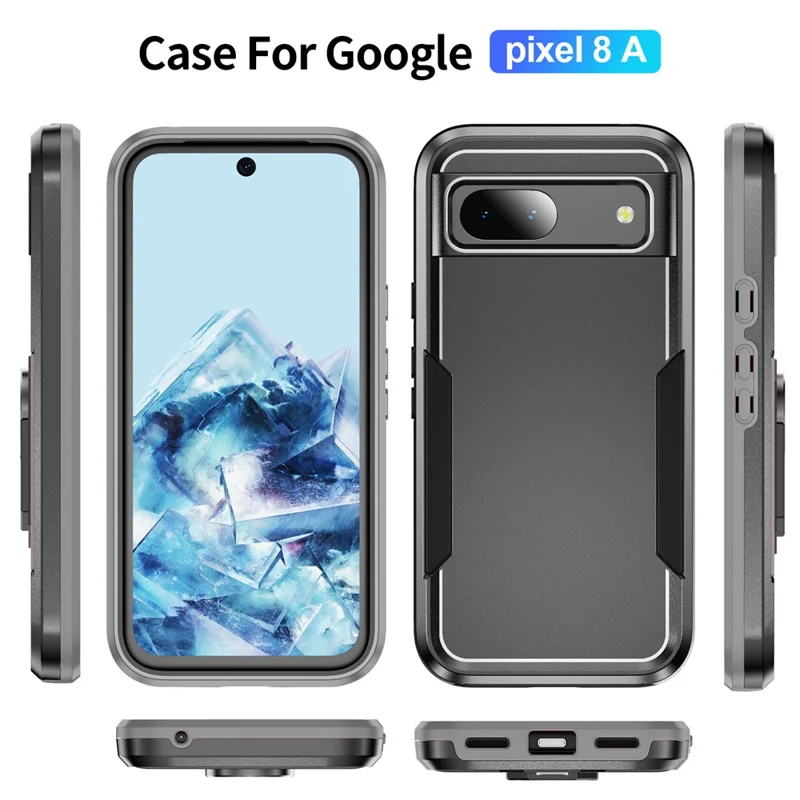 Cover per Google Pixel 8a Custodia PC + TPU di Grado Militare Antiurto per Telefono - Nero