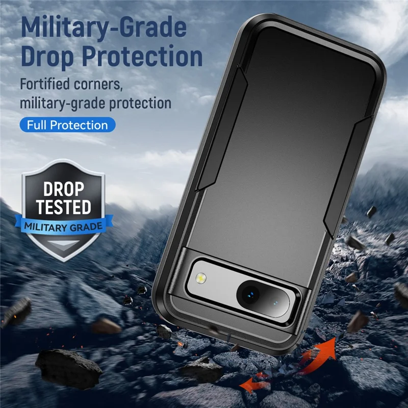 Cover per Google Pixel 8a Custodia PC + TPU di Grado Militare Antiurto per Telefono - Nero