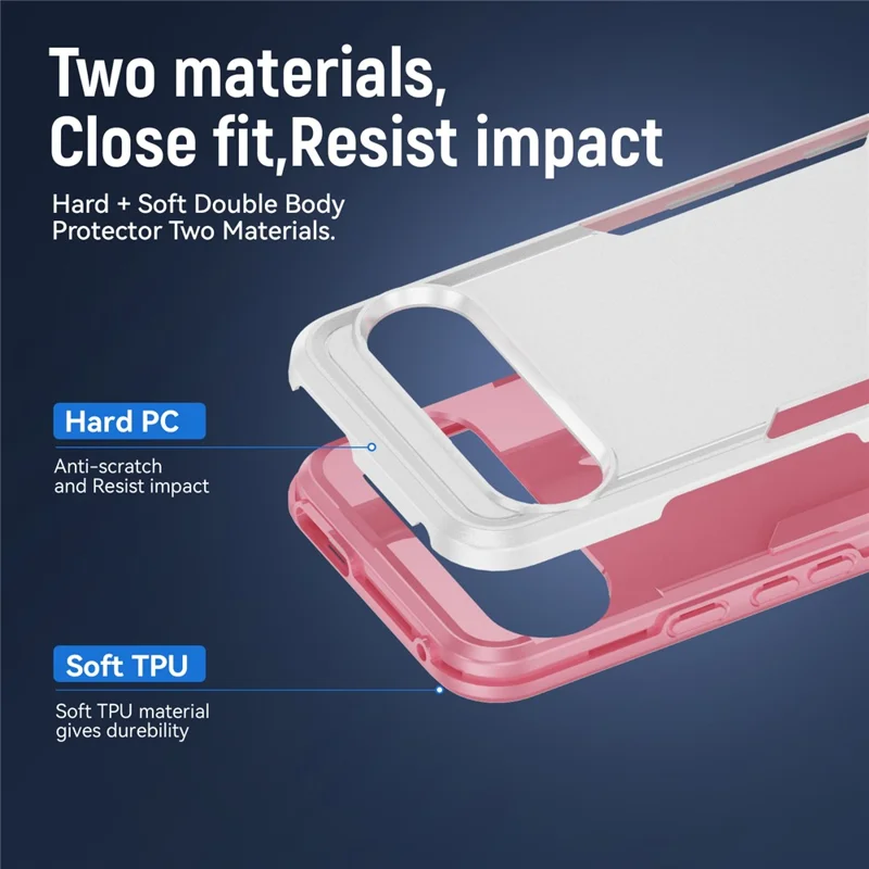 For Google Pixel 9 Pro XL Case PC + TPU Military Grade Drop Protective Phone Cover - White + Pink