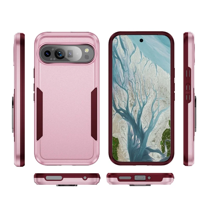 For Google Pixel 9 Pro XL Case PC + TPU Military Grade Drop Protective Phone Cover - Pink + Rose