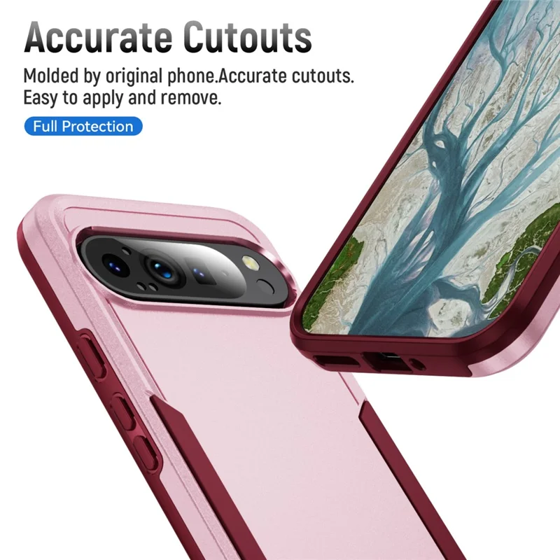 For Google Pixel 9 Pro XL Case PC + TPU Military Grade Drop Protective Phone Cover - Pink + Rose