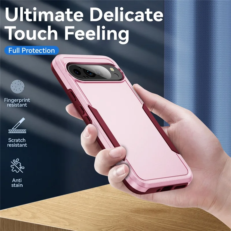 For Google Pixel 9 Pro XL Case PC + TPU Military Grade Drop Protective Phone Cover - Pink + Rose