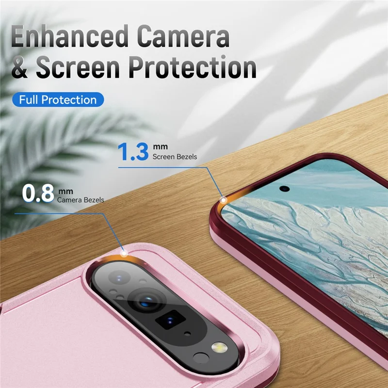 For Google Pixel 9 Pro XL Case PC + TPU Military Grade Drop Protective Phone Cover - Pink + Rose