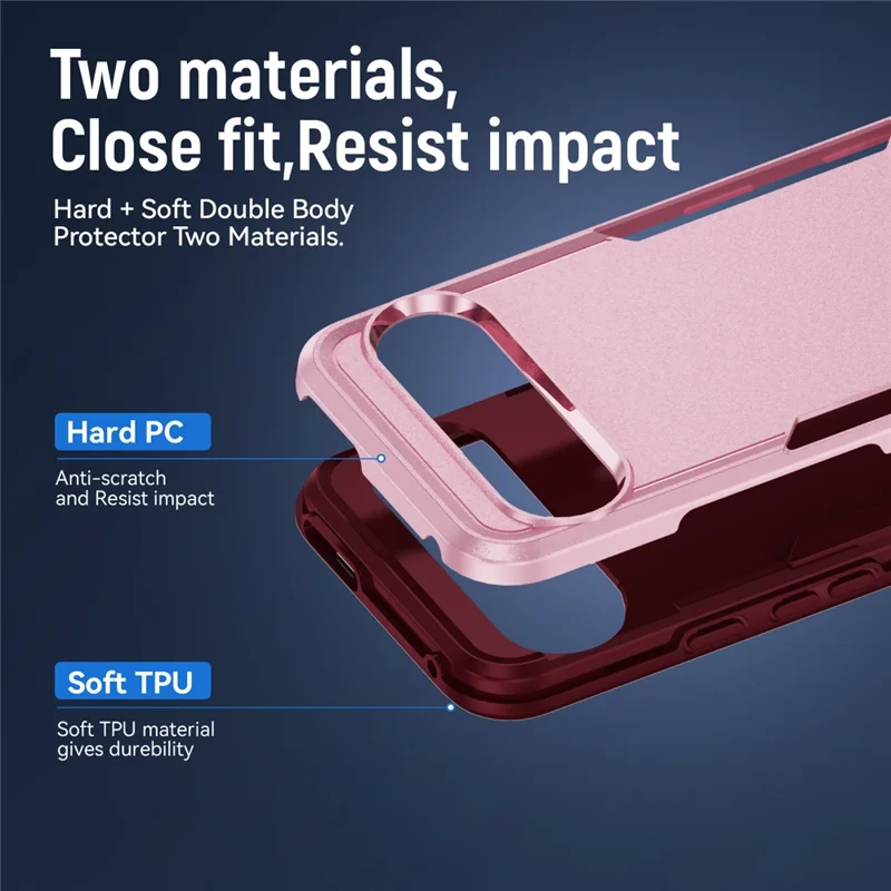 For Google Pixel 9 Pro XL Case PC + TPU Military Grade Drop Protective Phone Cover - Pink + Rose