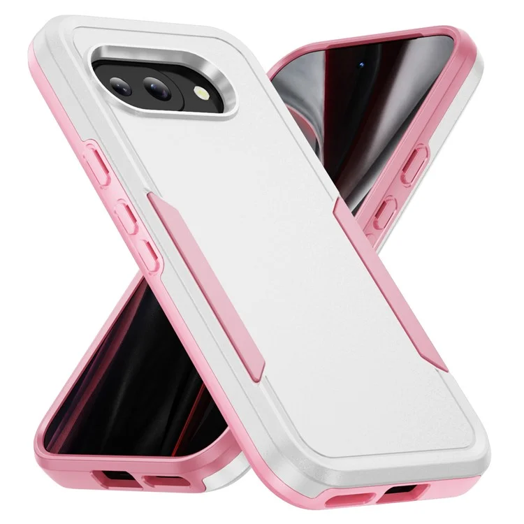 Handyhülle für Google Pixel 9a Militärstandard Stoßfeste Schutzhülle PC+TPU - Weiß+Rosa