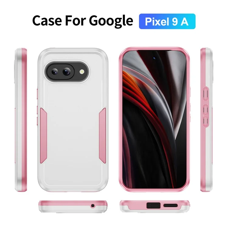 Handyhülle für Google Pixel 9a Militärstandard Stoßfeste Schutzhülle PC+TPU - Weiß+Rosa