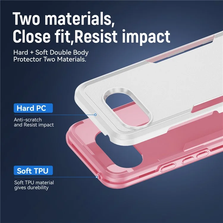 Handyhülle für Google Pixel 9a Militärstandard Stoßfeste Schutzhülle PC+TPU - Weiß+Rosa
