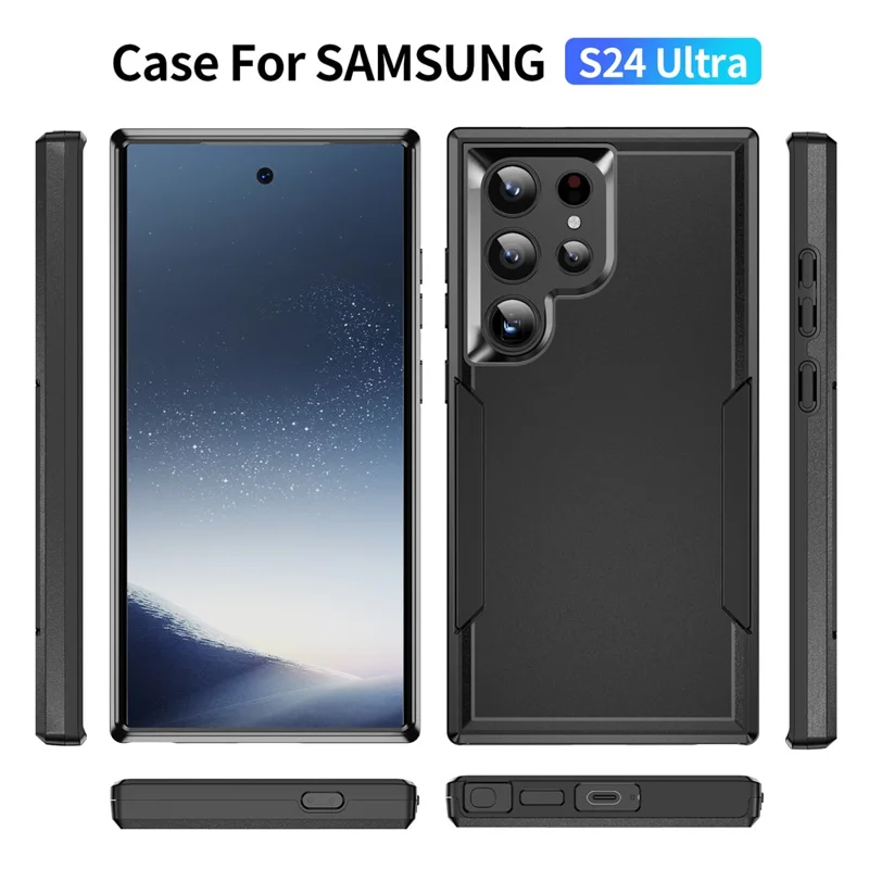 For Samsung Galaxy S24 Ultra Case PC + TPU Military Grade Drop Protective Phone Cover - Black
