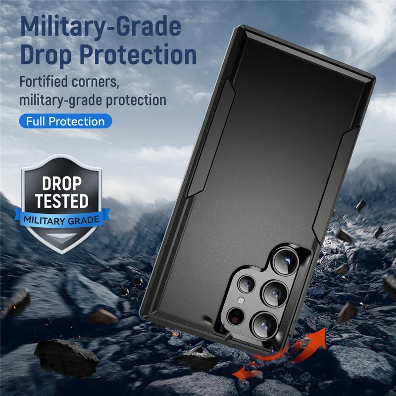 For Samsung Galaxy S24 Ultra Case PC + TPU Military Grade Drop Protective Phone Cover - Black