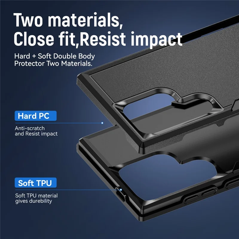 For Samsung Galaxy S24 Ultra Case PC + TPU Military Grade Drop Protective Phone Cover - Black