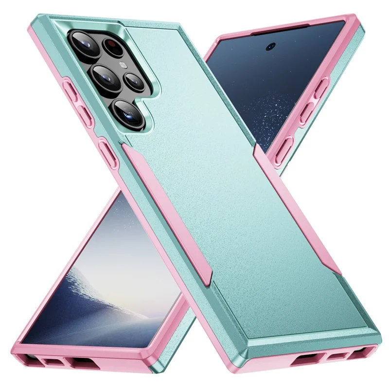 For Samsung Galaxy S24 Ultra Case PC + TPU Military Grade Drop Protective Phone Cover - Green  /  Pink