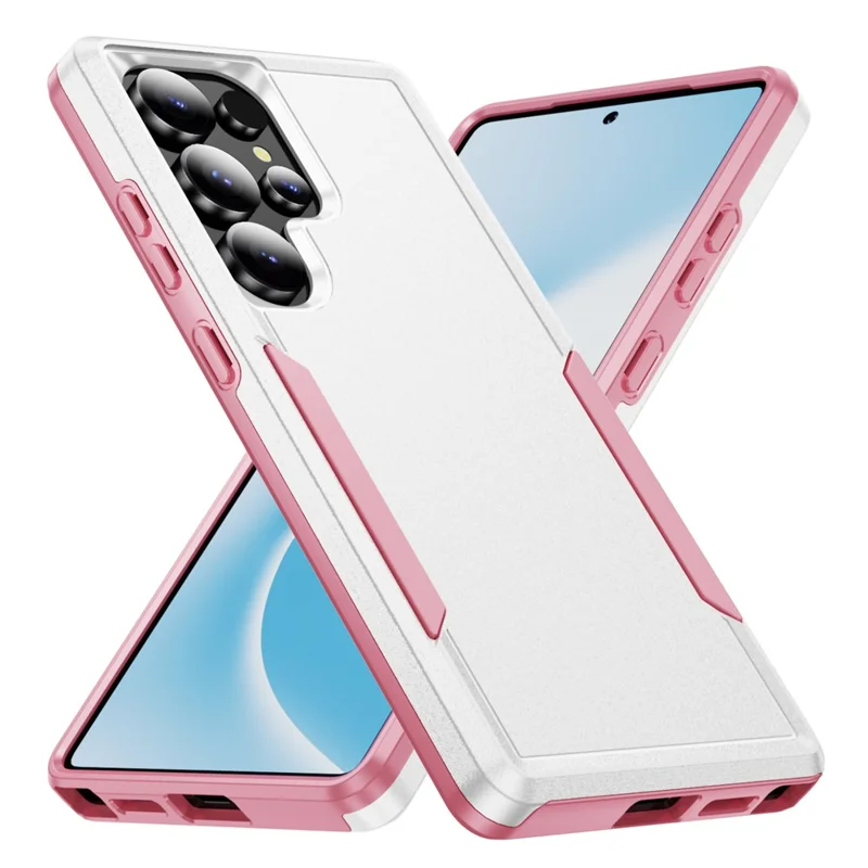 For Samsung Galaxy S25 Ultra Case PC + TPU Military Grade Drop Protective Phone Cover - White  /  Pink