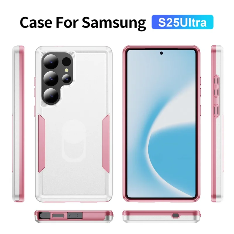 For Samsung Galaxy S25 Ultra Case PC + TPU Military Grade Drop Protective Phone Cover - White  /  Pink