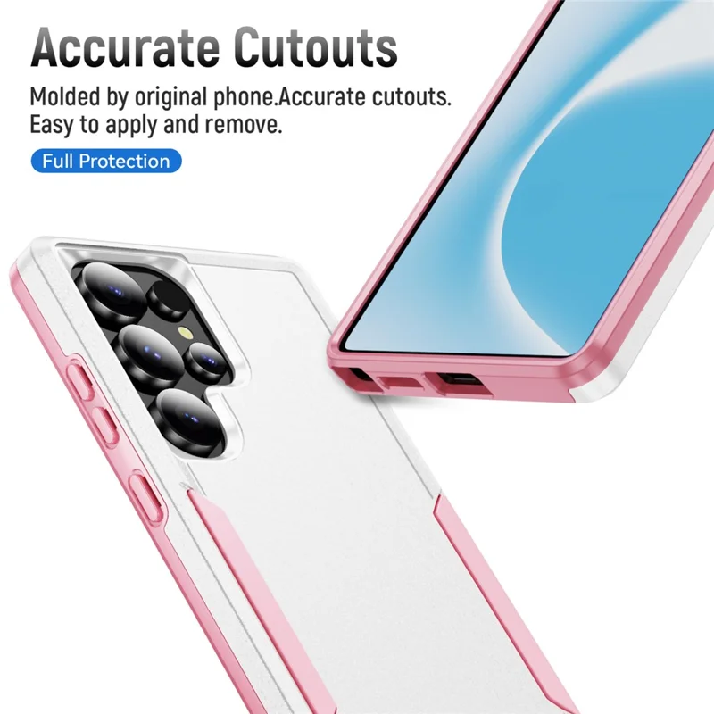 For Samsung Galaxy S25 Ultra Case PC + TPU Military Grade Drop Protective Phone Cover - White  /  Pink