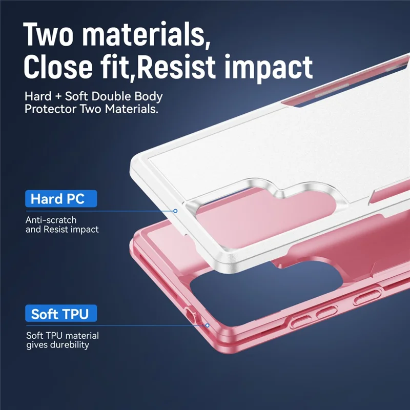 For Samsung Galaxy S25 Ultra Case PC + TPU Military Grade Drop Protective Phone Cover - White  /  Pink