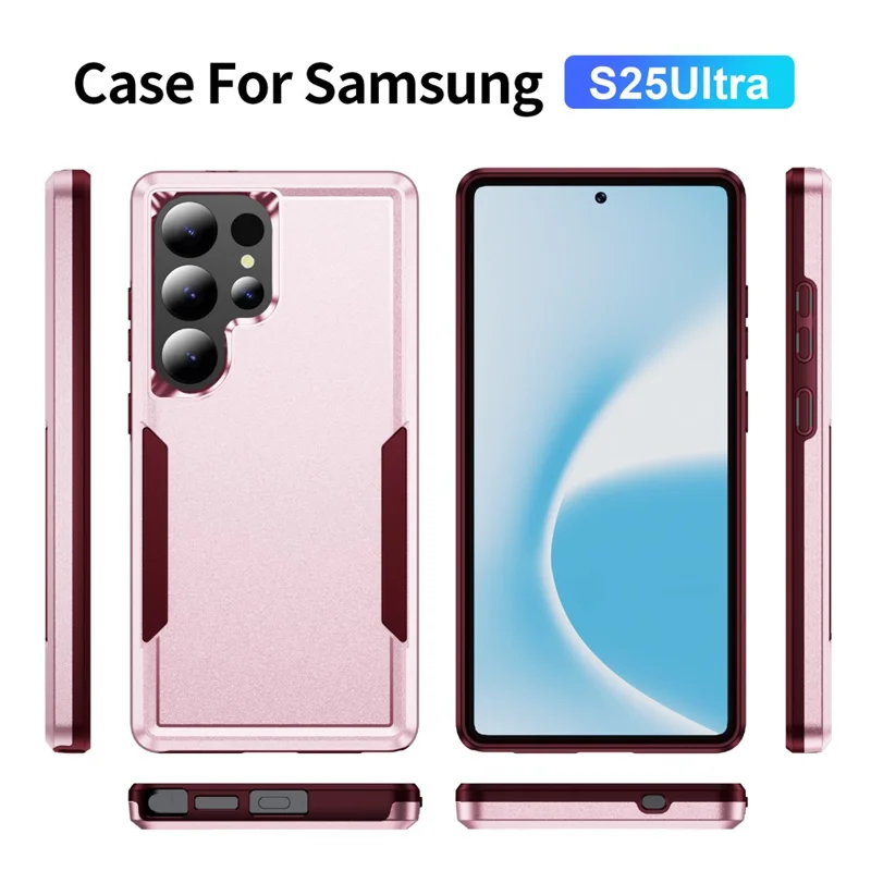 For Samsung Galaxy S25 Ultra Case PC + TPU Military Grade Drop Protective Phone Cover - Pink  /  Rose