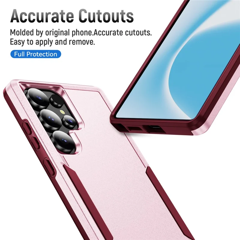 For Samsung Galaxy S25 Ultra Case PC + TPU Military Grade Drop Protective Phone Cover - Pink  /  Rose